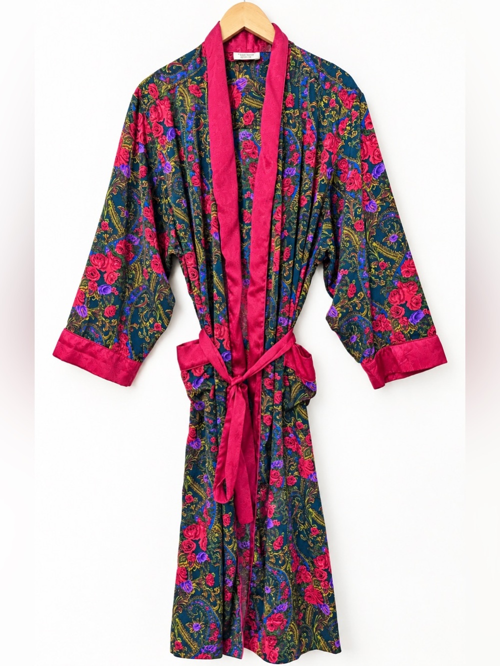 Vintage 90s Victoria's Secret Gold Label Romantic Floral Satin Robe M/L